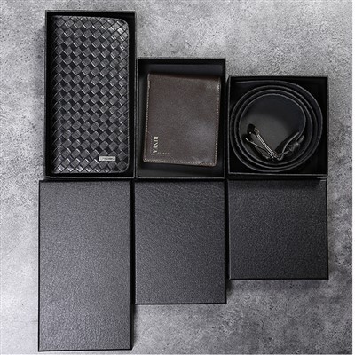 Boîte de ceinture avec couvercle ciel et terre, boîte portefeuille noire, emballage de ceinture universel, boîte en carton